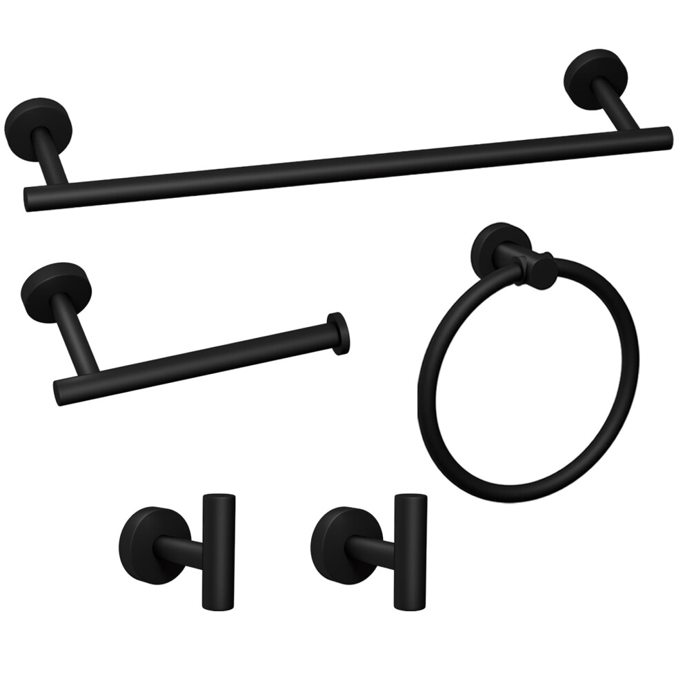 Set Di Accessori Da Bagno Nero Opaco, Set Di Accessori Da Bagno In Acciaio Inossidabile, Set Di Barre Per Asciugamani Da Bagno, Portasciugamani Per Bagno A Parete.-image