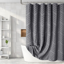 Boho Gr? bruseforh?ng Tuftet Chevron Stribet Shabby Chic tekstureret stof Bruseforh?ng til badev?relse Moderne bondehus Vandt?t bruseforh?ng s?t