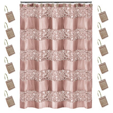 Zahari Home 13 stk Sinatra Badev?relses bruseforh?ngss?t - Blush Luxury Stof med 12 kroge - Unikt Design Bling
