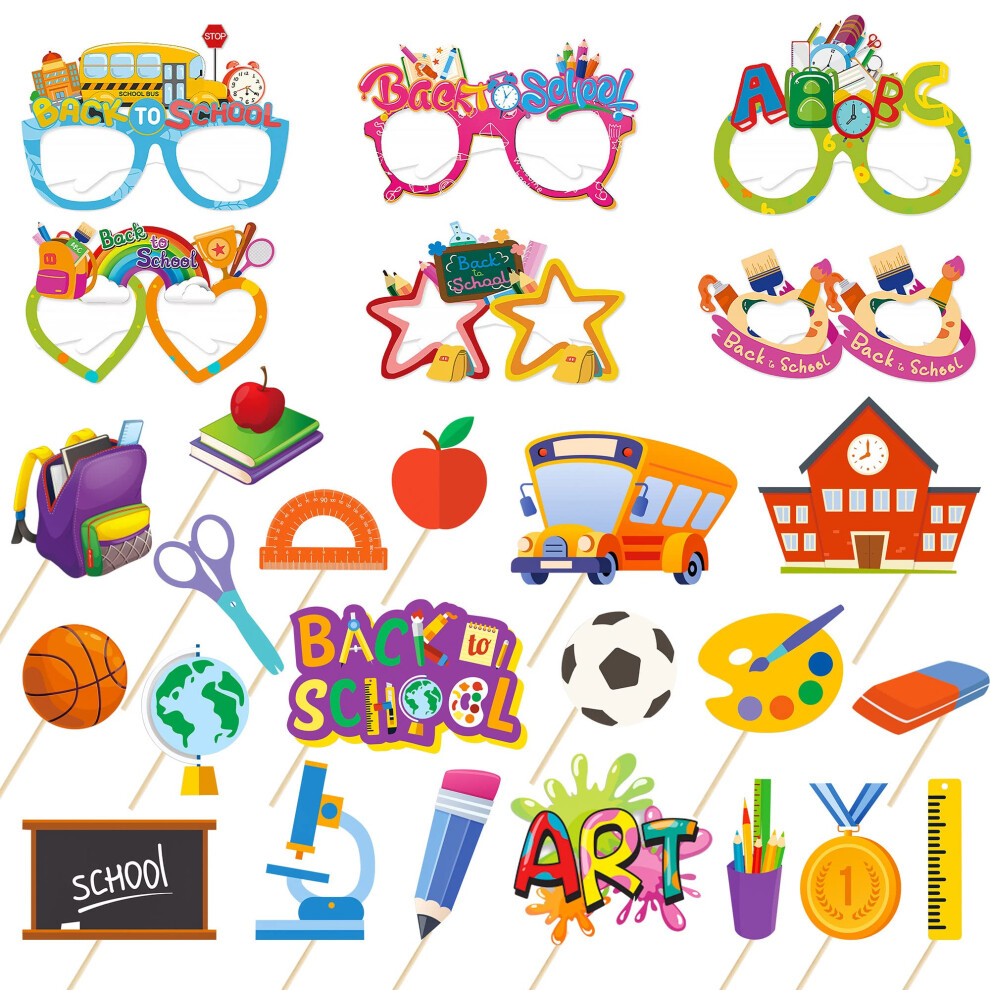 Lucleag Back To School Photo Booth Props Kit 20Pcs Welcome Back To School Photo Props & 6Pcs Party Photo Glasses For First Day Of School De 784300447146