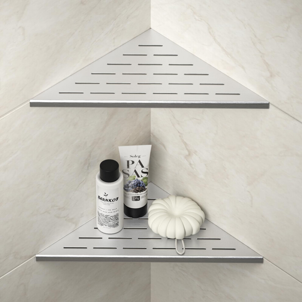 Bernkot Corner Shelf 12 Cali Szczotkowany 304 Slot Ze Stali Nierdzewnej Projektowanie Zaglebione Plki Narozne 2 Paczki Plki Lazienkowe Do Kafel-image