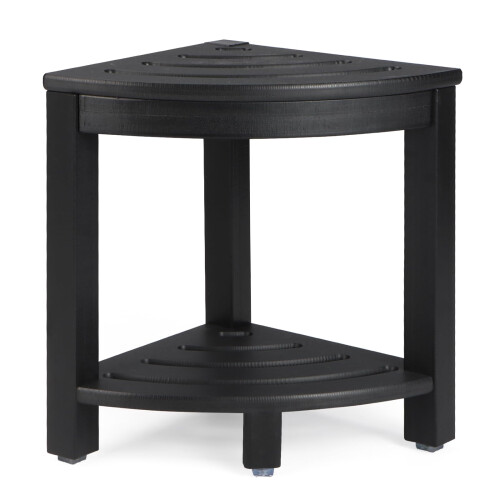 Tabouret De Douche D'Angle En Bois Imperméable - Antidérapant, Idéal Rasage Et Rangement Salle De Bain