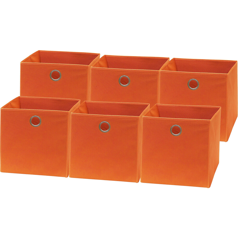 Simple Houseware 6 Pack Foldable Cube Storage Bin with Handle   Orange-image-OPC-PFR86XF-NEW