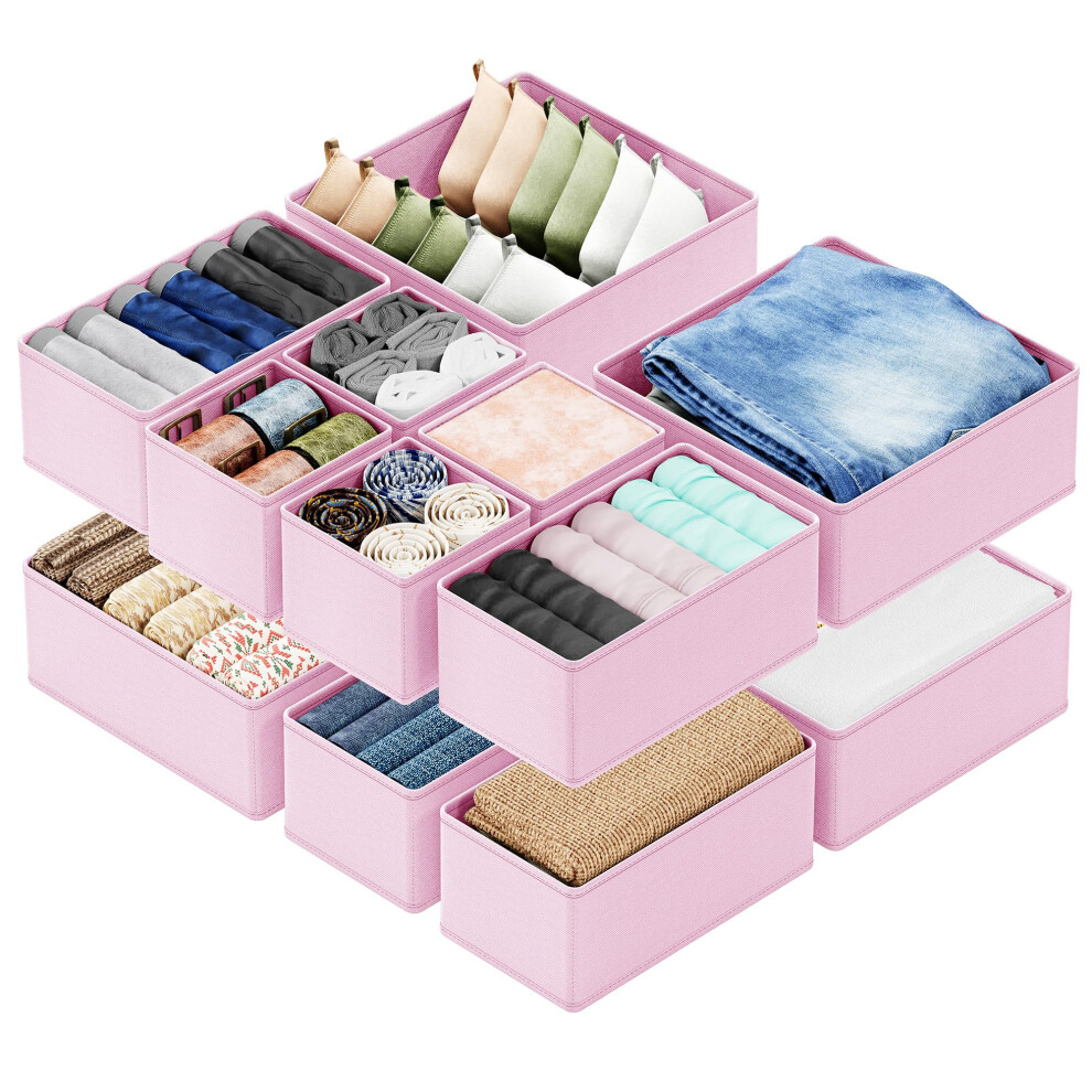SpaceAid Drawer Organizer for Clothes 12 Pack Dresser Drawer Organizer Bins Closet Organizers and Storage Dividers for Clothing Underwear