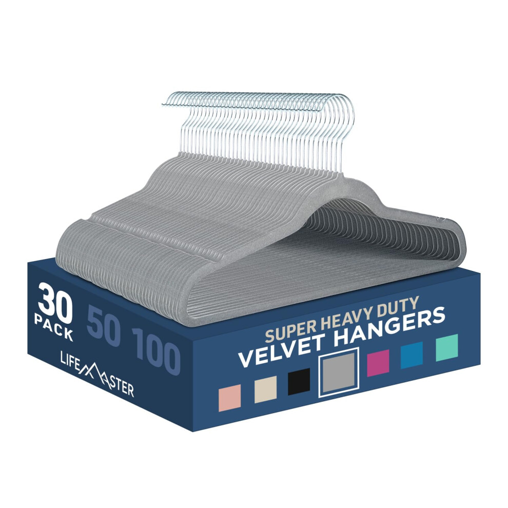 Lifemaster Rutschfeste Kleiderbugel Aus Samt 30-Teiliges Set Mit Rutschfesten Kleiderbugeln Und 360 -Drehhaken. Platzsparendes, Elegantes Desig-image