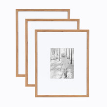Kate and Laurel Adlynn Rectangle Picture Frame Set of 3 16 x 20 matted to 8 x 10 Brown Transitional Three-Piece Frame Set for Gallery Wal