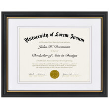 Americanflat Ornate 11x14 Diploma Frame in Black and Gold Certificate Frame with Double White Mat Displays 85x11 Diplomas or