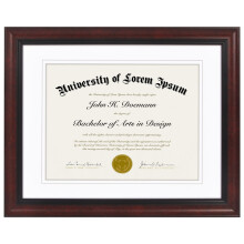 Americanflat Ornate 11x14 Diploma Frame in Mahogany  Certificate Frame with Double White Mat Displays 85x11 Diplomas or Use as