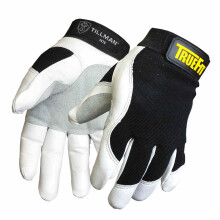 Rukavice Tillman X-Large TrueFit Goatskin and Spandex pre mechanikov, ciernobiele, celoprstov , s elastickou man etou na such zips