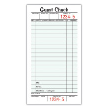 Adams Guest Check Pads Enkelvoudig geperforeerd wit 3-2/5"" x 6-3/4 "" 50 vellen/blok 5 blokken/verpakking (525SWMT)