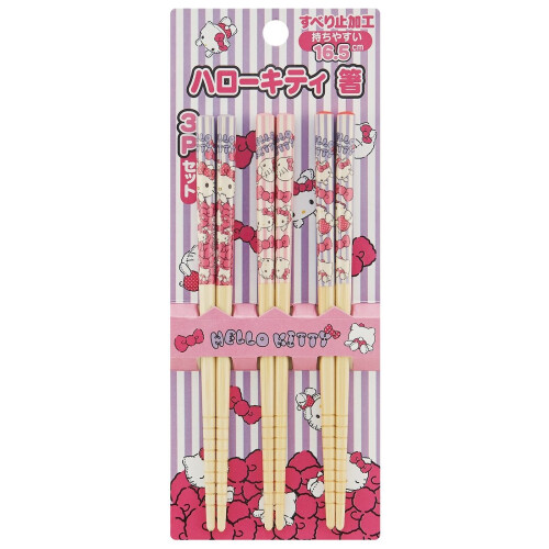 Hello Kitty Bamboo Chopsticks 3 pcs set 2