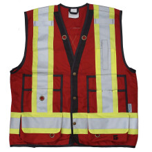 Viking Mens Open Road Surveyor Safety Vest  Class 2 Reflective Polyester Twill with 14    Zippered Pack on Back  Plentiful Poc