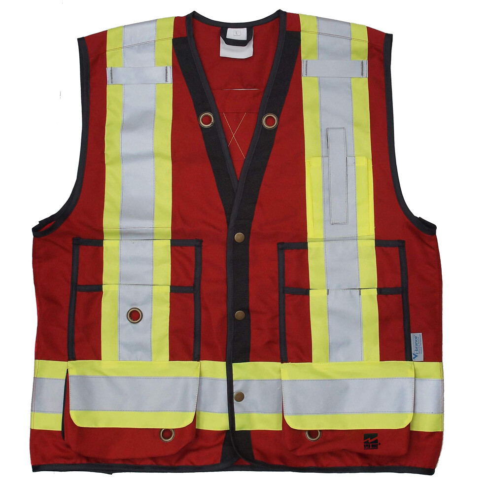 Viking Mens Open Road Surveyor Safety Vest  Class 2 Reflective Polyester Twill with 14    Zippered Pack on Back  Plentiful Poc