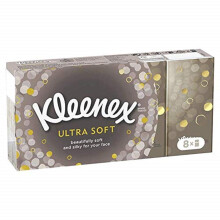Kleenex Χαρτομάντιλα On-The-Go, 8 Πακέτα, 10 Χαρτομάντιλα ανά Συσκευασία, 3-Πρώτες (80 Σύνολο)