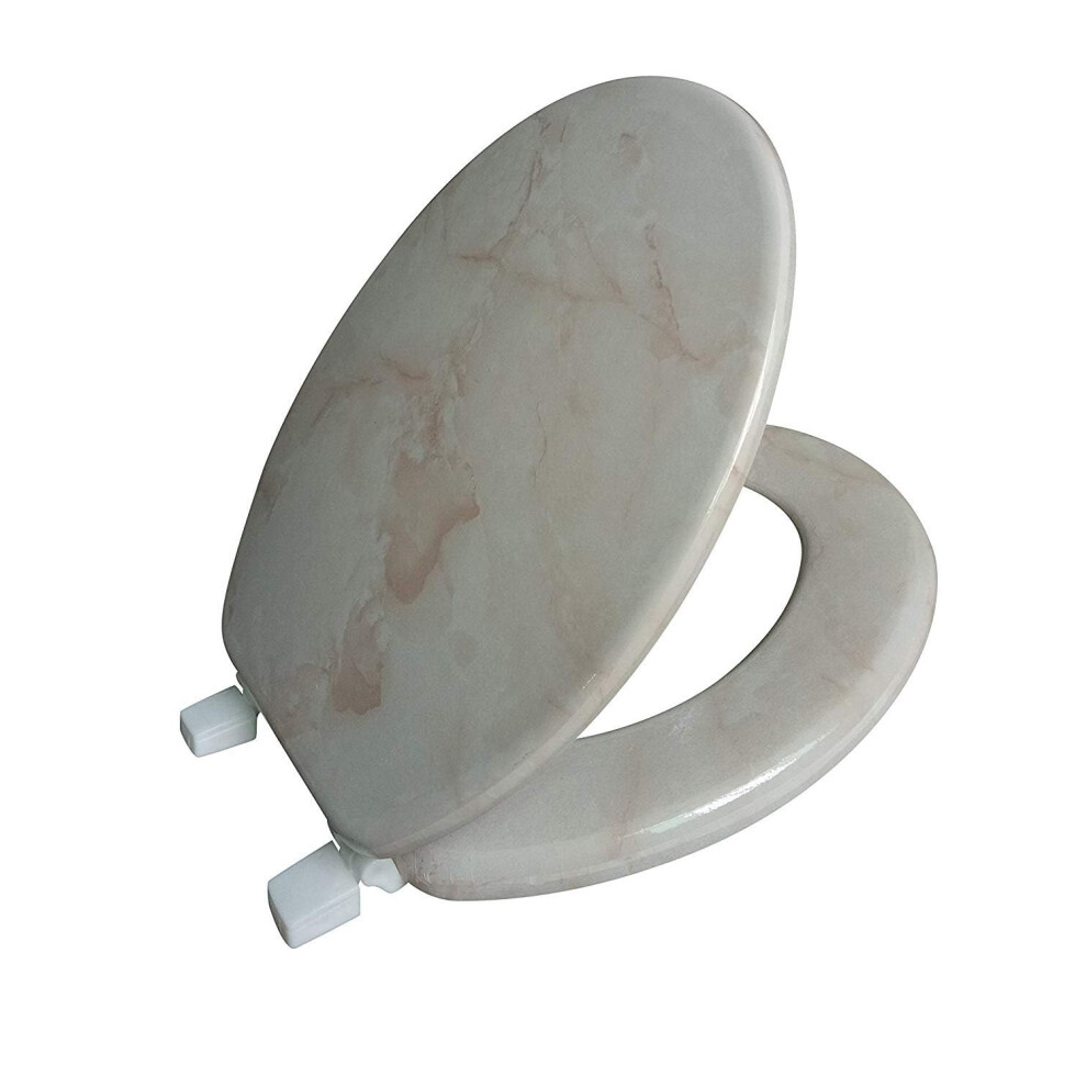 Si   ge de toilette rond J&V Textiles avec charni   re facile     nettoyer et     changer (beige)*
