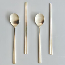 Muttertitel: cosymomdeco Koreanisch hergestelltes traditionelles Utensilien-Essstbchen-Set, Besteck, Champagner-Gold, Edelstahl, Lffel und Essstbc