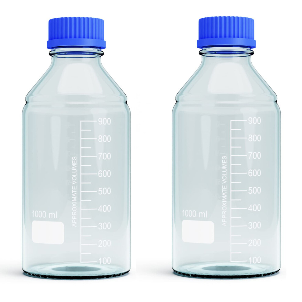 Bouteilles de stockage en verre de 1   000   ml     2 bouteilles de stockage rondes pour m   dias     Boros