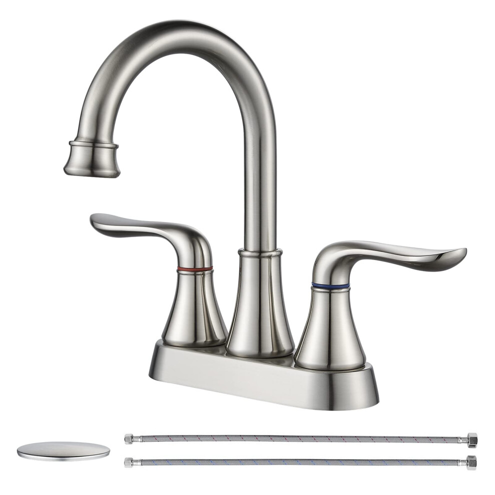 Robinet de lavabo de salle de bain GENBONS 4 pouces 2 poign   es robinet de salle de bain central robinet de lavabo de bain nickel bross    avec bouc
