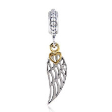 Prvesek andelsk krdla s pozlacenm srdcem 925 strbrn prvesek z percka Dangel Christian prveek pro nramek DIY Charms