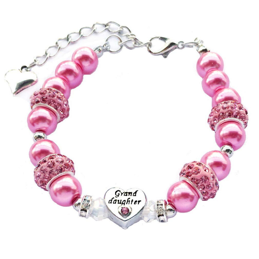 Bracelet     breloques DOLON en perles de verre rose fonc    avec strass pour petite-fille, bijoux de mariage, d'anniversaire, de No   l