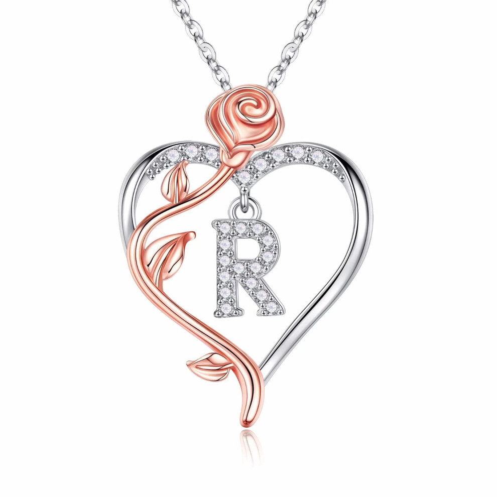 Collier d   licat pour femme - Pendentif d   licat en forme de c   ur avec lettre R - Bijoux pour la f   te des m   res, la Saint-Valentin, No   l - W