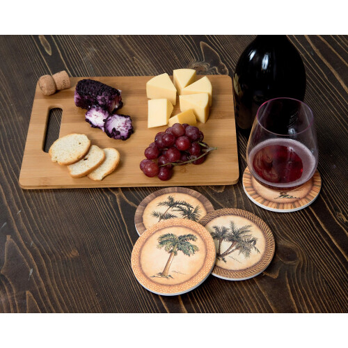 CoasterStone Assortment Absorbent Stone Drink Coasters  Palm Tree  Bei 2