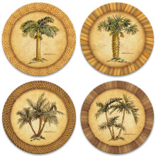 CoasterStone Assortment Absorbent Stone Drink Coasters Palm Tree Bei