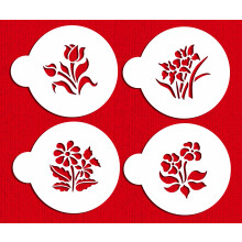 Designer Stencils Botanical Flowers Cookie Stencils Small Beige/Semi Transparent
