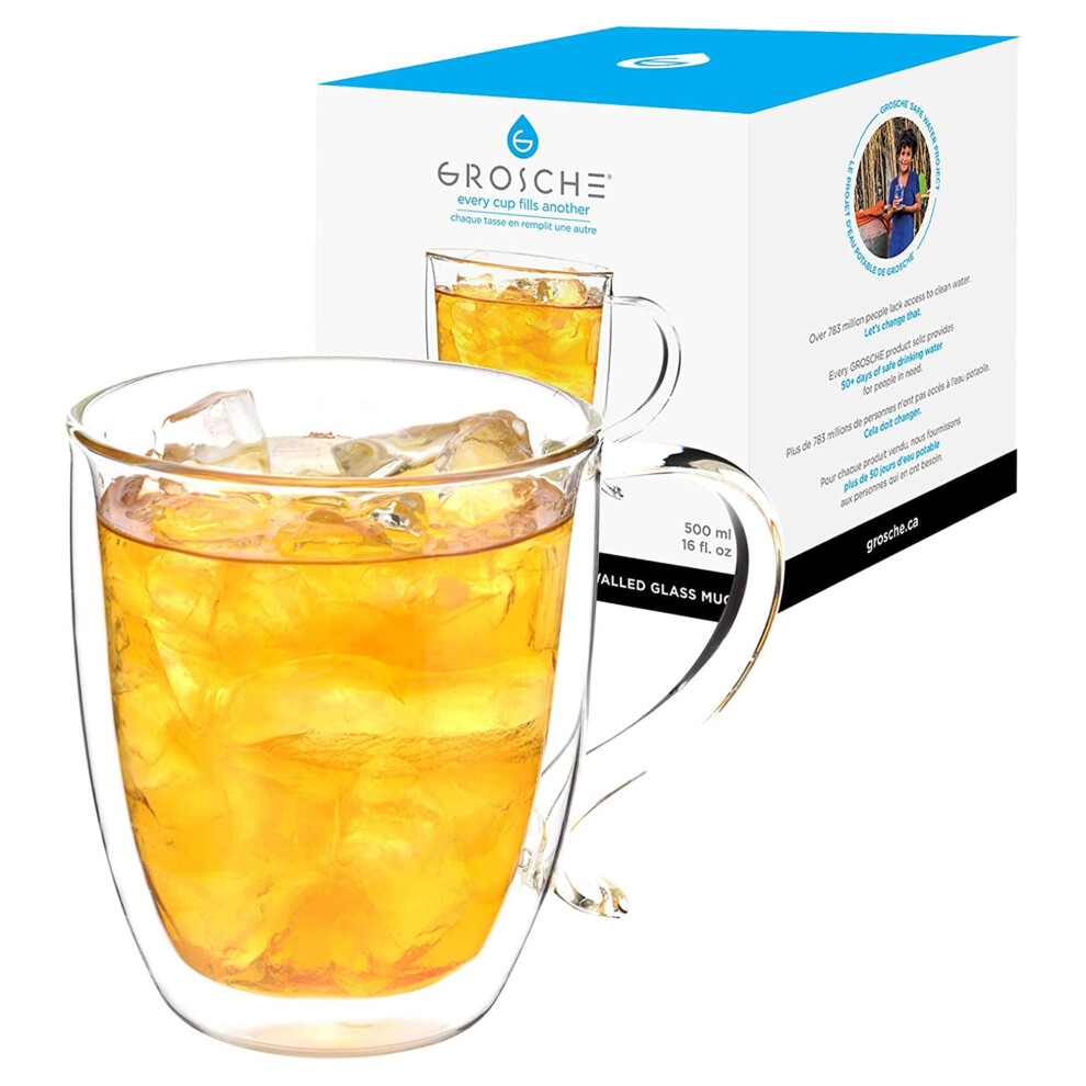 Ensemble de tasses en verre à double paroi GROSCHE Cyprus de 16 fl. oz | Espresso Latte