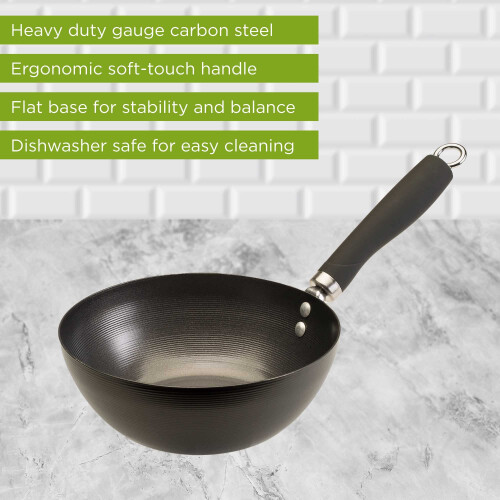 Neprilnav wok z uhlkov oceli Ecolution s ntovanou rukojet Soft Touch 8"""" cern 1