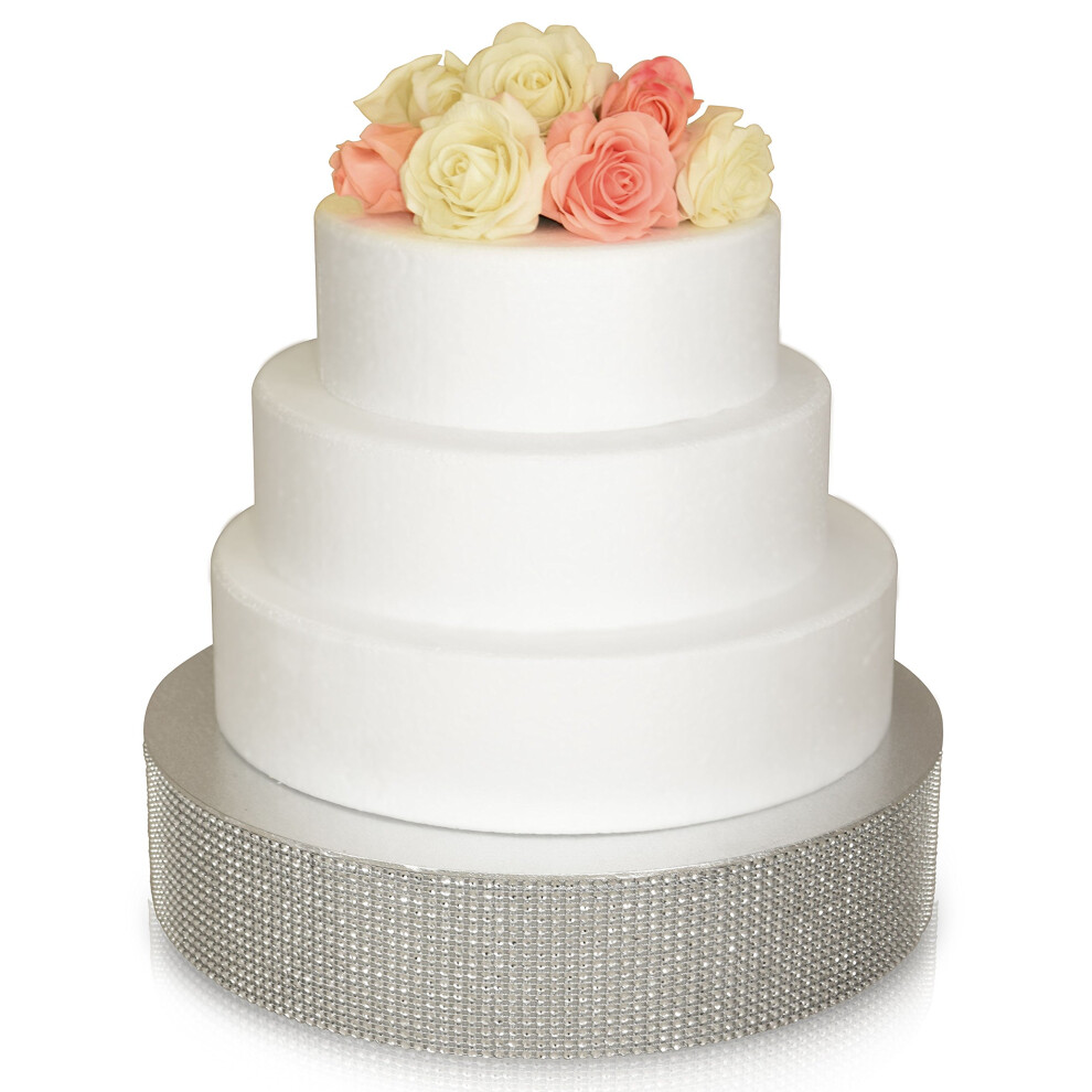 OCCASIONS Support à gâteau de mariage Bling pouvant contenir 150 lb Base à cupcakes Pièce maîtresse décorative pour fêtes 18 ronds Argent