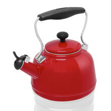 Chantal Tea Kettle 17 QT Vintage Series Premium Enamel on Carbon Steel Whistling Even Heating Quick Boil Chili Red