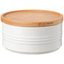 Le Creuset Stengodsburk med Trälock, 23 oz. (5.5" diameter), Vit