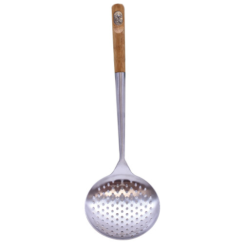 Colher de Wok Tablecraft com Cabo de Bambu, 15", Marrom