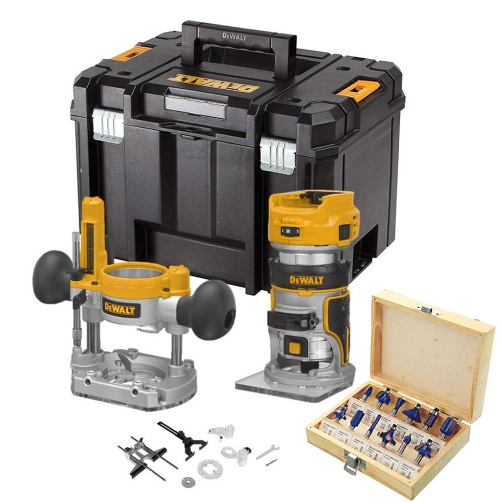 Dewalt DCW604NT 18v XR Brushless Laminate Trimmer 1/4" Router + Plunge Base +Set