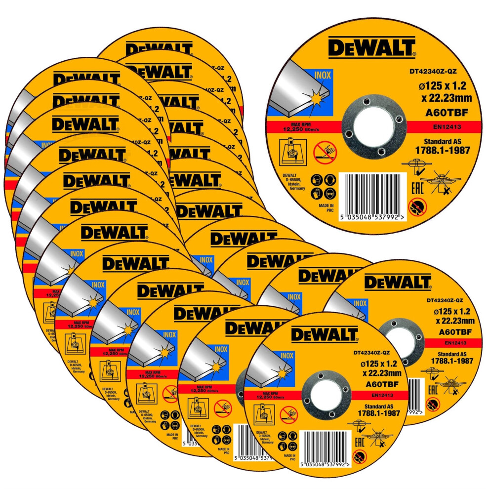 Dewalt 125mm 4.5" 1.2mm Thin INOX Metal Cutting Disc 22mm Bore Flat Disc x24