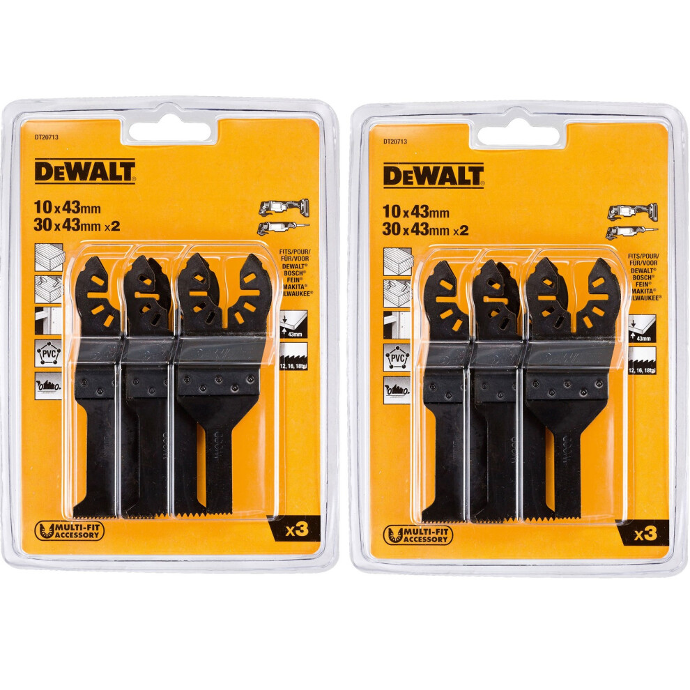 Dewalt 6pc 43mm Multi Tool Accessory Blade Set 18 12 TPI - DCS355 DWE315