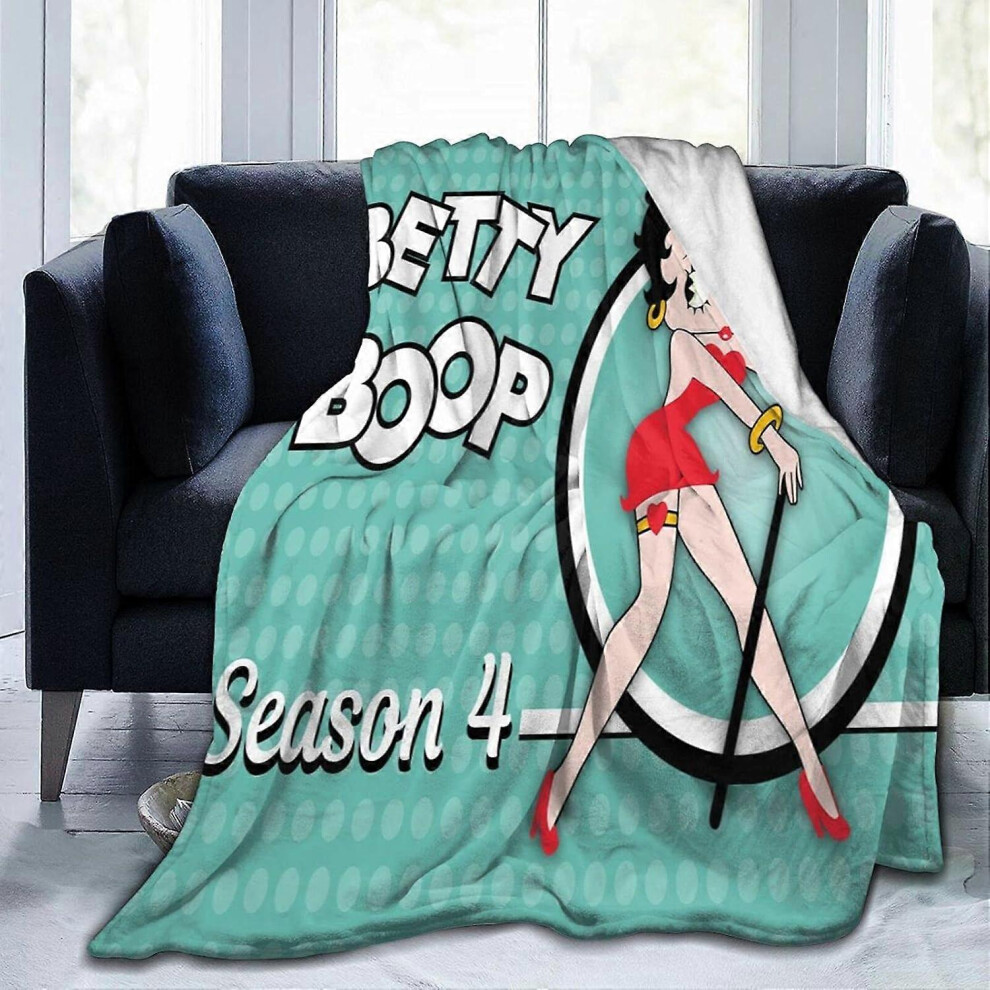 (125x150cm 60x50in, One size) Vintage Betty Boop Throws Sofa Bed Cosy Bedspread,Fleece Rug Settee Blankets,Hug and Snug Multiple Sizes for Adult Kids Teens