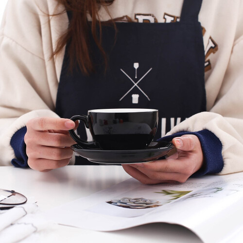 Καφετιέρα Coffeezone Cappuccino Barista με Πιάτο για Latte Art (Γυαλιστερό Μαύρο, 8.5 oz) 2