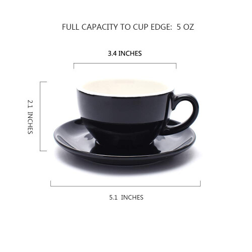 Καφετιέρα Coffeezone Cappuccino Barista με Πιάτο για Latte Art (Γυαλιστερό Μαύρο, 8.5 oz) 1