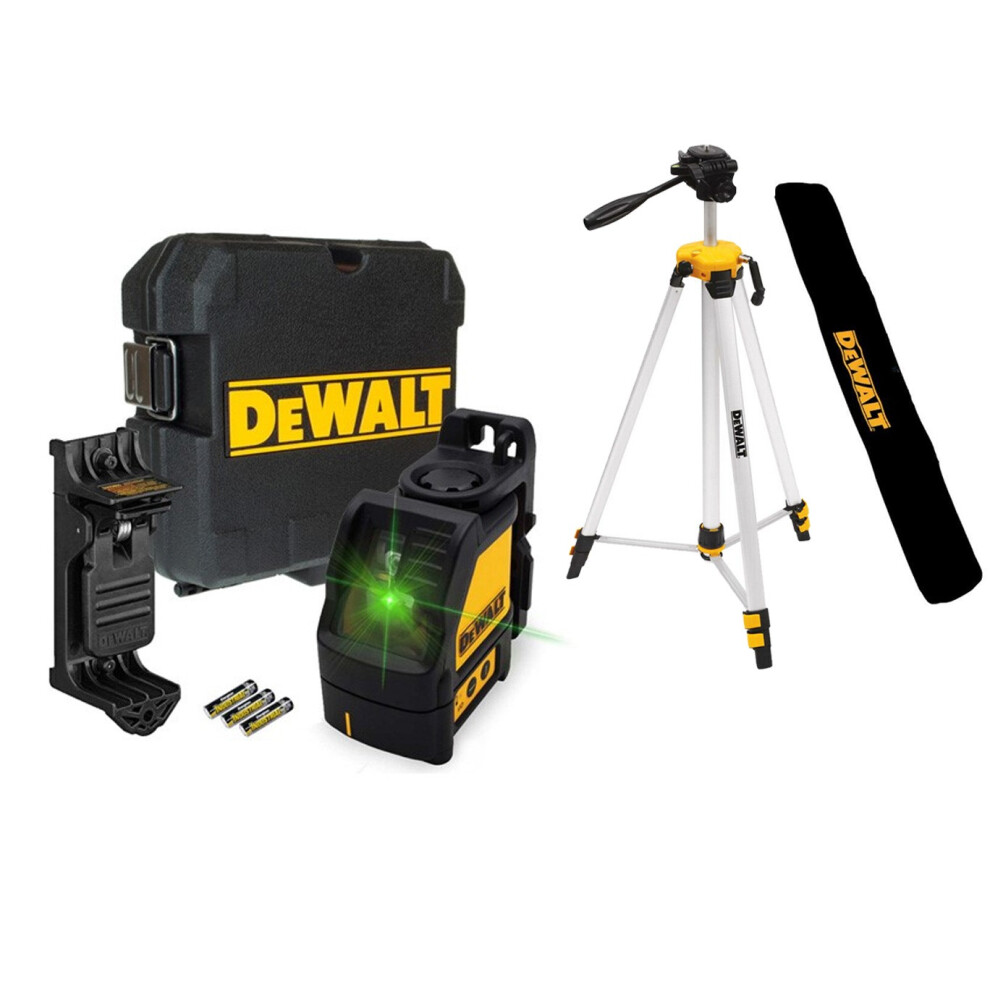 Dewalt DW088CG Green Cross Line Laser Level Self Levelling + Bracket Tripod +Bag