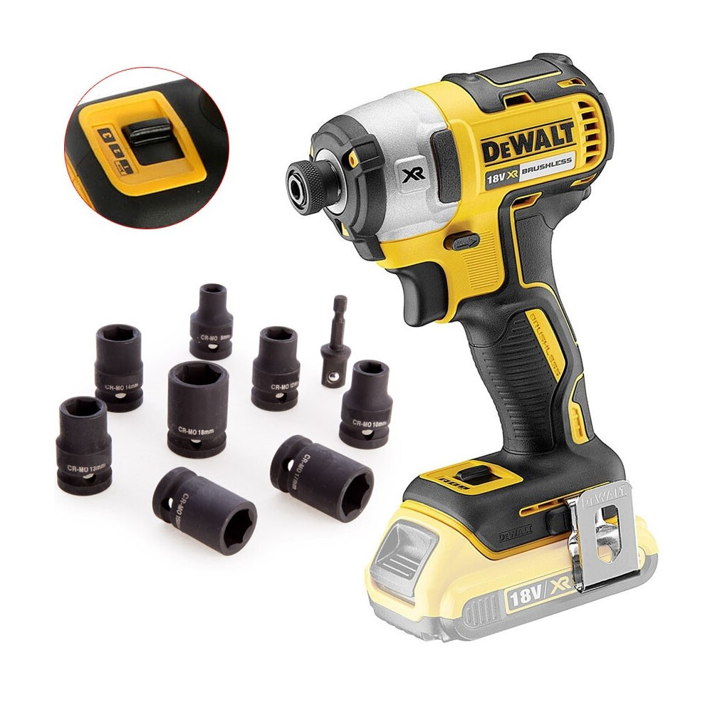 Dewalt DCF887N 18V XR Brushless 3 Speed Impact Driver + 9pc Socket Set Wrench