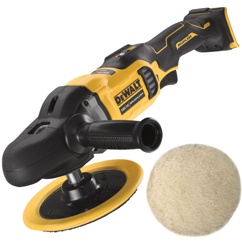 Dewalt DCM849N 18v Brushless XR Rotary Polisher 180mm Bare + Round Wool Bonnet