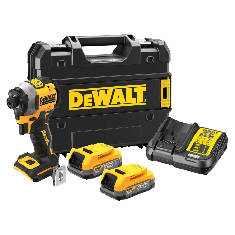 Dewalt DCF850E2T 18v XR Brushless Powerstack Impact Driver + 2 x Batteries