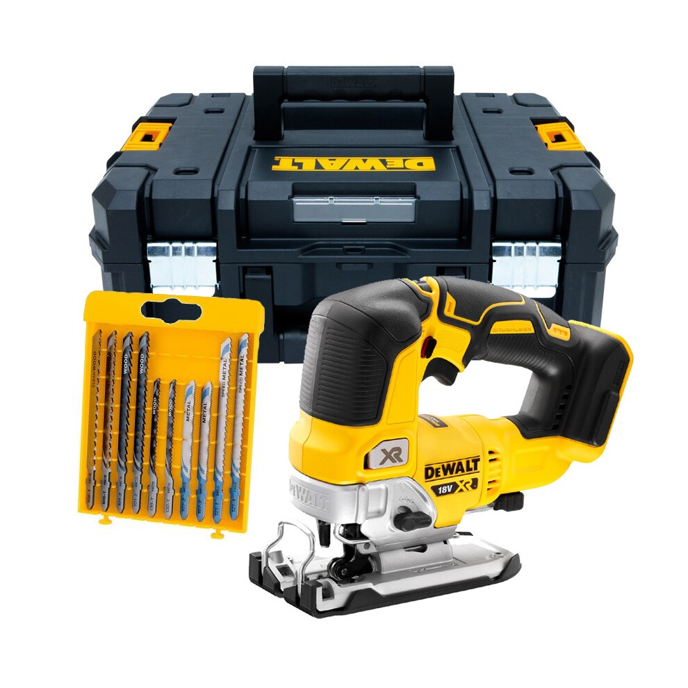 DeWalt DCS334N 18v XR Cordless Brushless Top Handle Jigsaw Bare + TSTAK + Blades