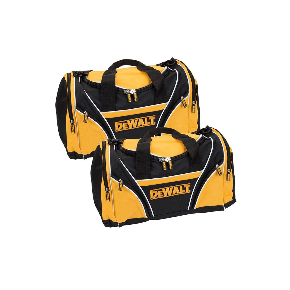 2 x Dewalt Tool Bag 18" 46cm Toolbag Yellow Black Open Top DIY Gym Tools Holdall