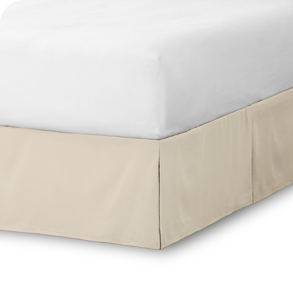 Bare Home Queen Bed Skirt 15Inch Tailored Drop Easy Fit Bed Skirt for Queen Beds Center Corner Pleats Queen Sand