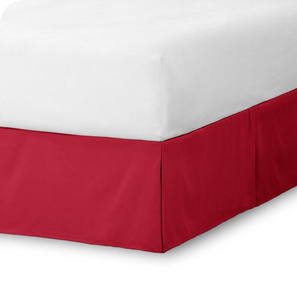 Jupe de lit Queen Bare Home 15 pouces Jupe de lit sur mesure à ajustement facile pour lits Queen Plis d'angle centraux Queen Rouge