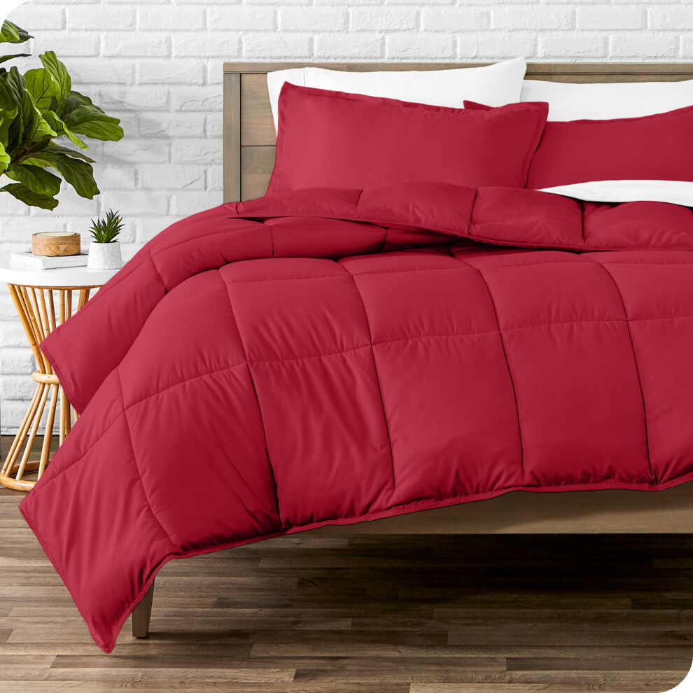 Ensemble de couette Bare Home - Queen Size - Ultra doux - Alternative au duvet d'oie - Série Premium 1800 - Chaleur toutes saisons (Queen Red)