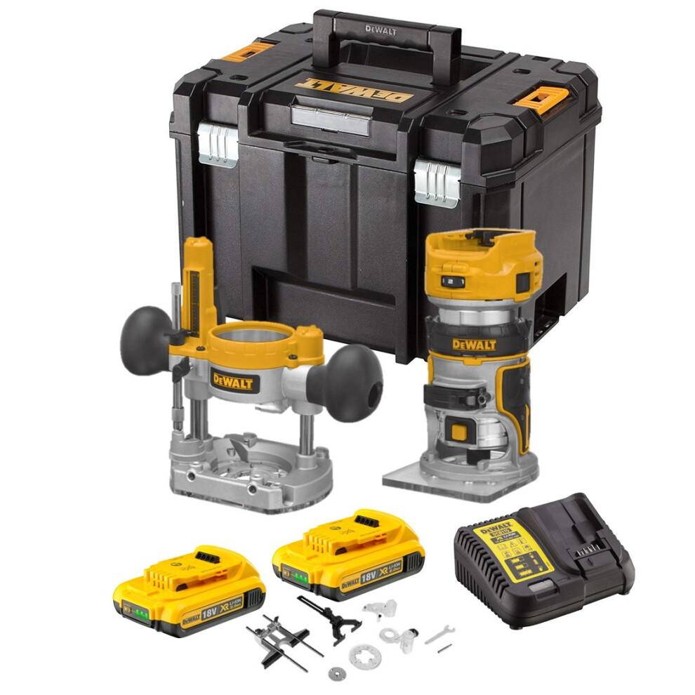 Dewalt DCW604D2 18v XR Brushless Laminate Trimmer 1/4" Router + Plunge Base 2ah